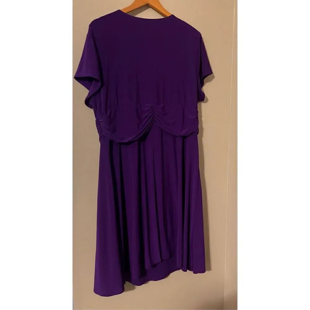 R&M Richards Women's 20W Faux Wrap Cocktail Dress Royal Purple Semi Formal Party - Picture 6 of 11